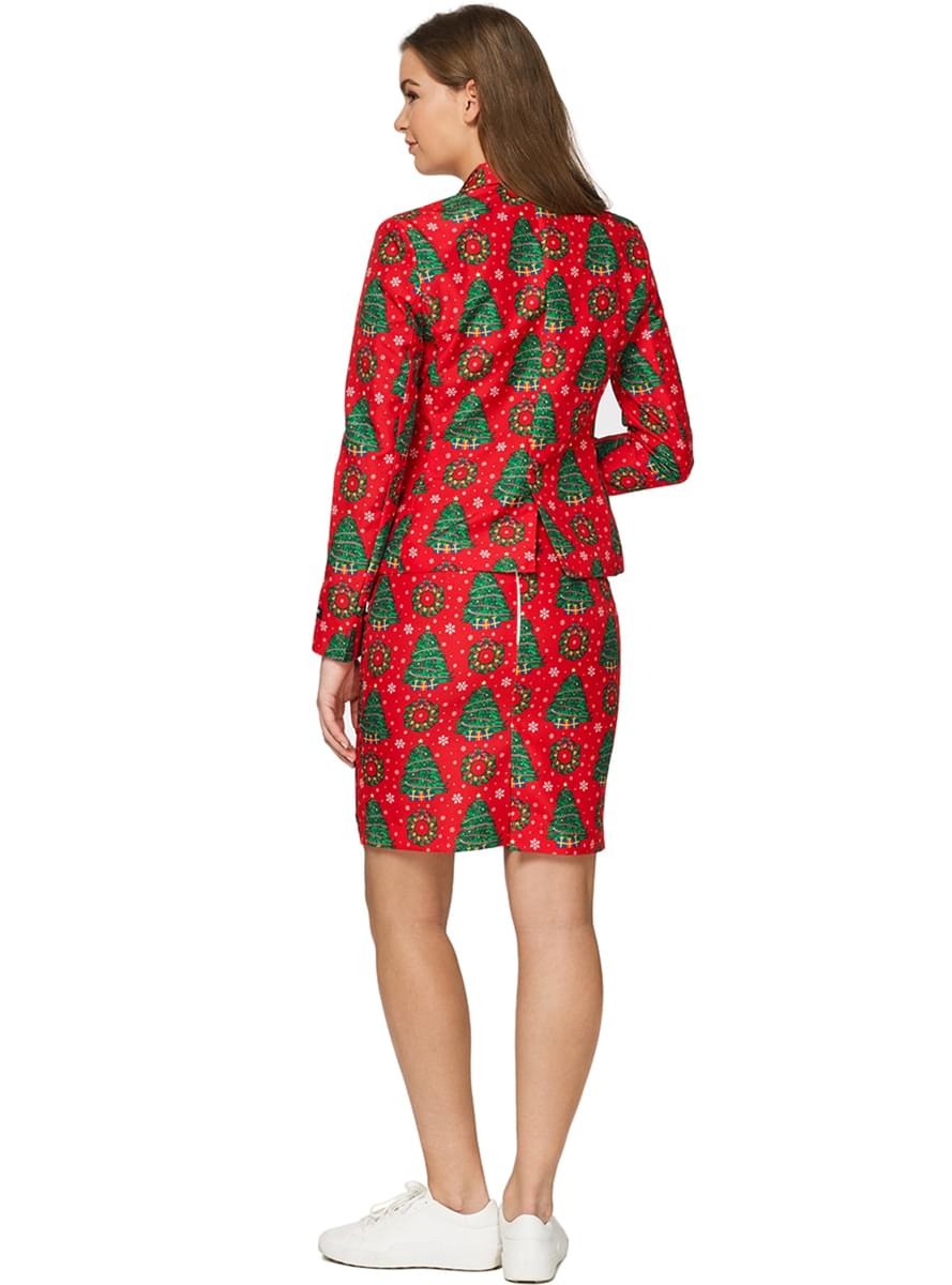 Abito Rosso con Alberi di Natale da donna - Suitmeister
