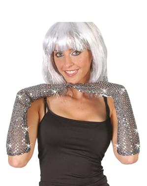Silberne Pailletten Handschuhe