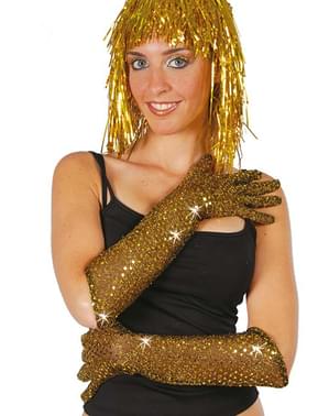 Guantes de lentejuelas dorados