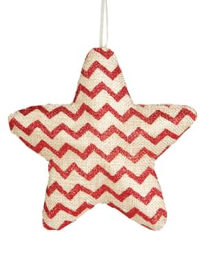 Ornamen Pohon Natal Bintang Chevron Merah