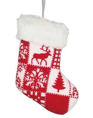 Crvena Otisnuta Božićna Čarapa Ukras za drvca