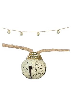 Grinalda de guizos natalícios cremes para a árvore de Natal