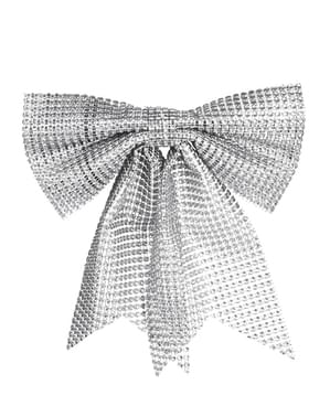 Laço natalício prateado brilhante para a árvore de Natal