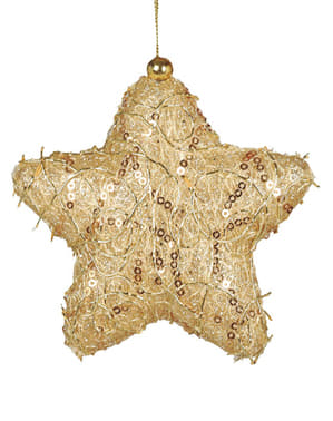Διακοσμημένο Χρυσό Αστέρι Στολίδι για το Χριστουγεννιάτικο Δέντρο