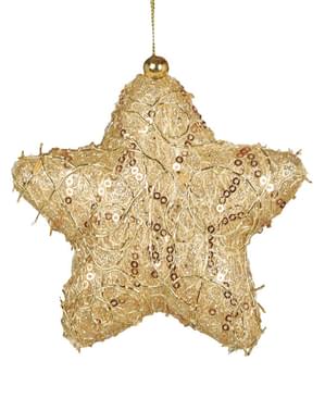 Étoile de noël dorée décorée pour le sapin