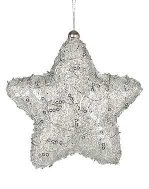 Étoile de noël argentée décorée pour le sapin