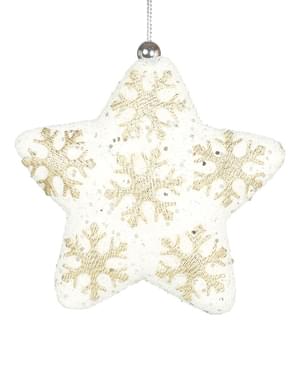 Kabartmalı Beyaz Yıldız Noel Ağacı Süsleme