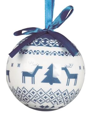 6 Blå Print Julekugler