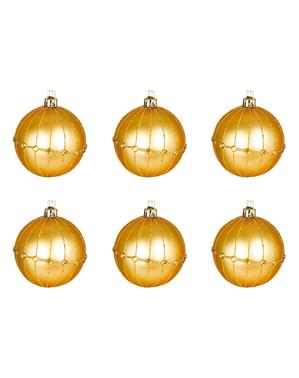 Weihnachtskugel Set gold mit Verzierung 6-teilig