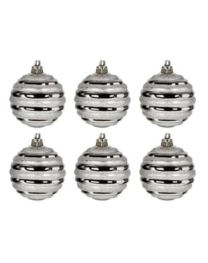 Set 6 Silver Swirl Baubles