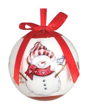 Weihnachtskugel Set weiß mit Schneemännern 6-teilig