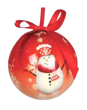 Weihnachtskugel Set rot mit Schneemannmotiv 6-teilig