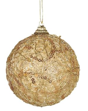 Koristeltu kultainen joulupallo
