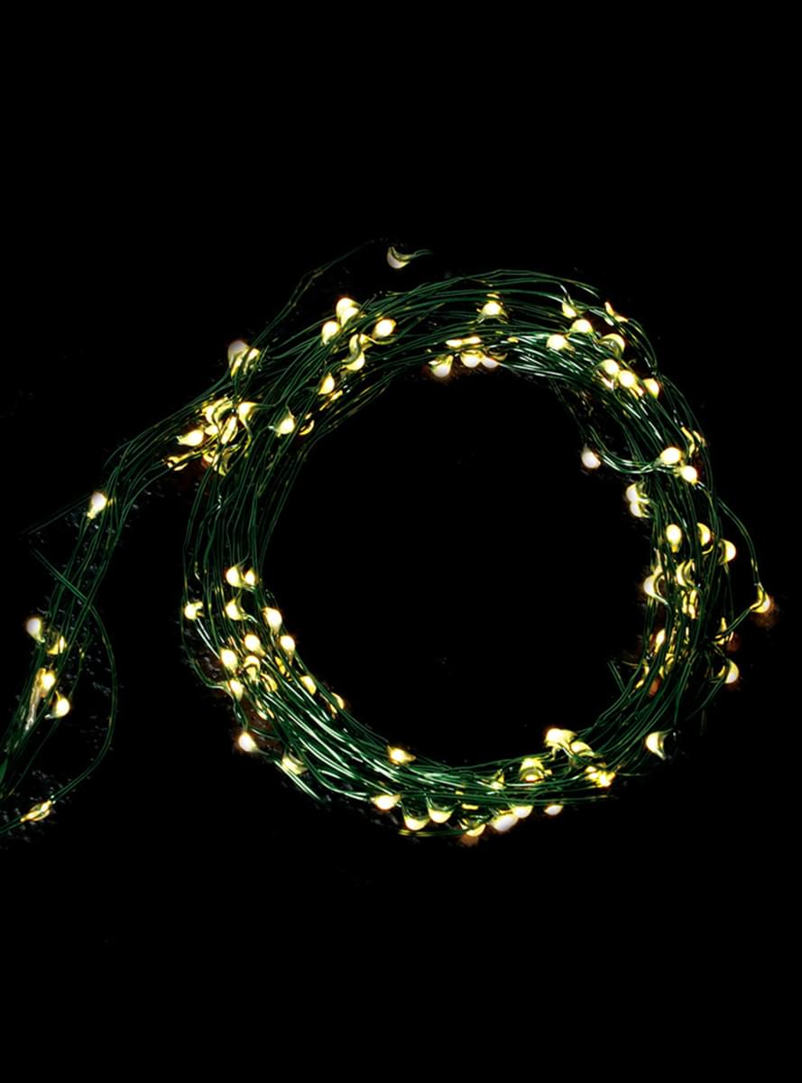 Guirlande verte lumineuse 100 LED blanc chaud