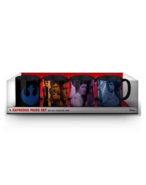 Kumpulan 4 mug mini Han, Luke dan Leia yang bisa ditumpuk - Star Wars