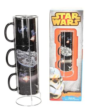 İstiflenebilir 3 Millenium Falcon mini bardağı seti - Star Wars