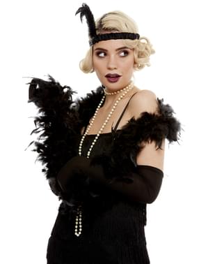 Boa en plumes de burlesque, blanc/noir, 72 po, accessoire de costume à  porter pour l'Halloween
