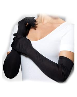 Длинные черные перчатки для взрослых
