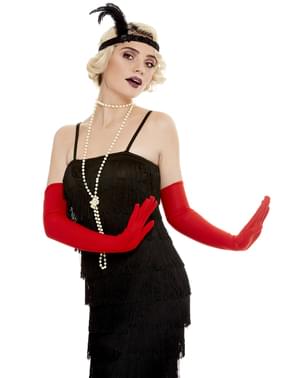 Lange rote Handschuhe