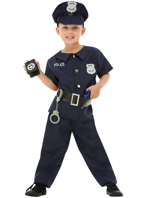 Tradineur - Disfraz policía infantil, agente policía local, fibra
