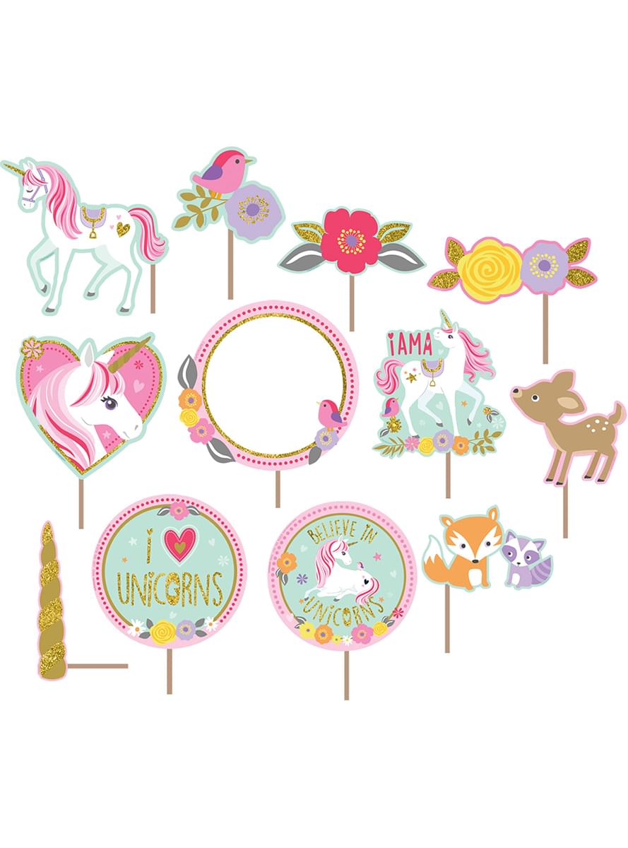 Enhjørning Photo Booth Sæt - Pretty Unicorn