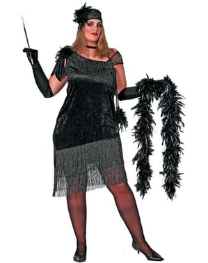 Costum de Charleston negru pentru femeie mărime mare