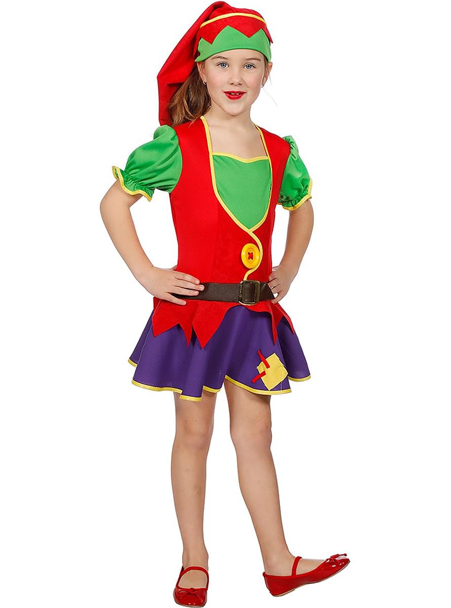Disfarce de duende de Natal para menina