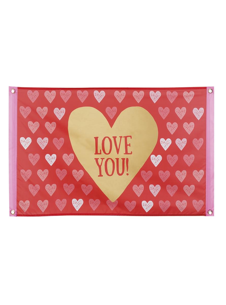 心を持つファブリックの旗 - あなたを愛して