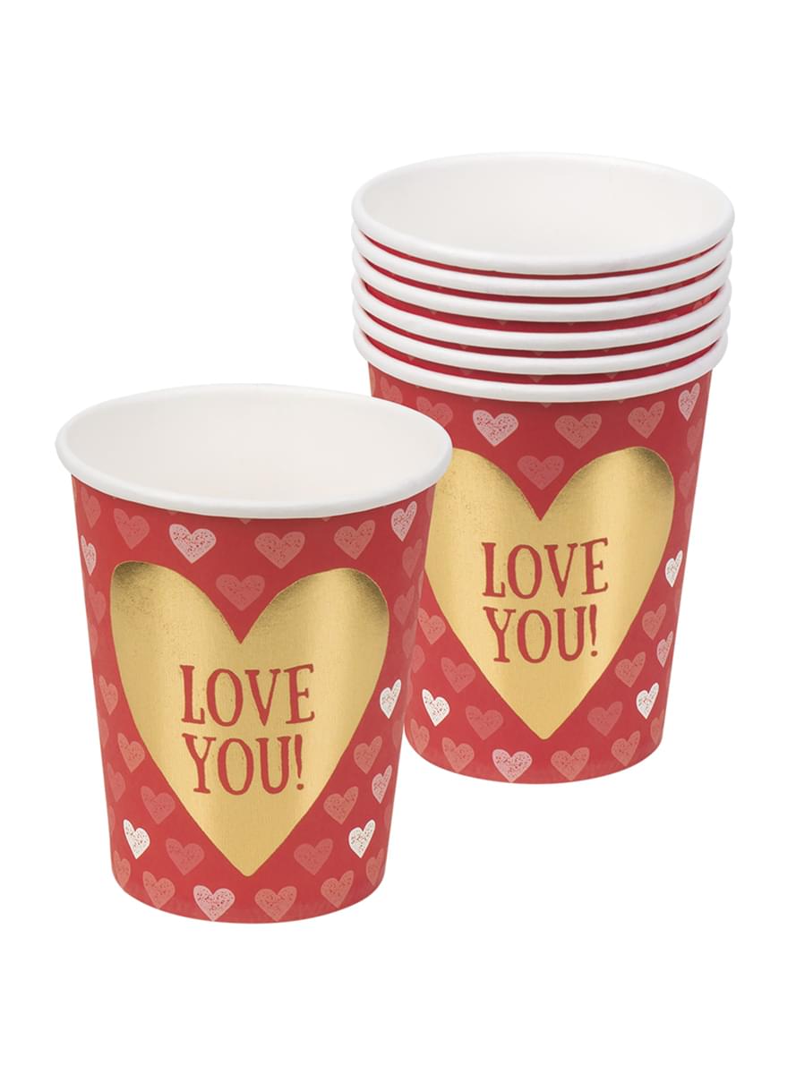 6 kopper med hjerter - Love You