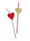 6 straws with heart decoration - Love You
