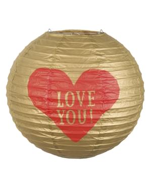 Felinar sferic de hârtie cu inimă - Love You
