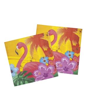 Sett med 12 Hawaii flamingo servietter - Hibiscus
