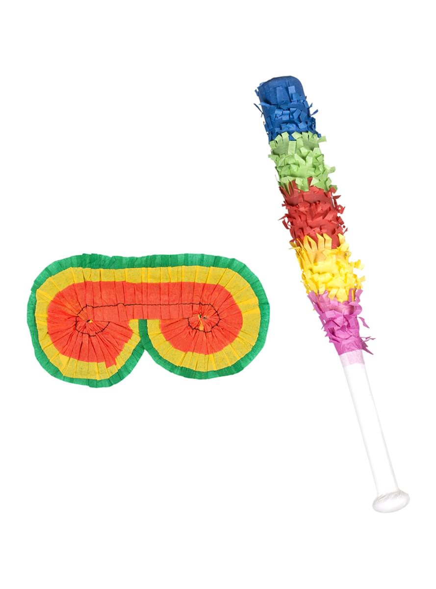 Piñata stick and eye mask set