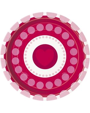 8 platos pequeños con corazones y lunares (18 cm) - Radiant Hearts