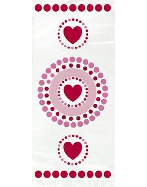 Komplekts no 20 celofāna maisiņiem ar sirdīm un polka punktiem - Radiant Hearts