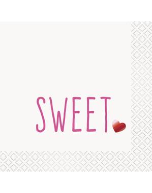 Σετ από 16 σερβιέτες κοκτέιλ με πρόγραμμα Sweet & Red Heart - Red Foil