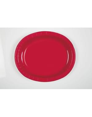 8 plateaux ovales rouges - Gamme Couleur Unie