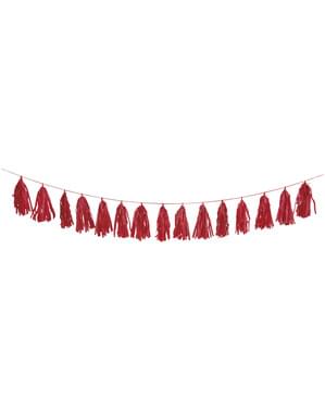 Girlanda czerwone papierowe pompony - Linia kolorów podstawowych