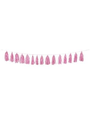 Girlanda różowe papierowe pompony - Linia kolorów podstawowych