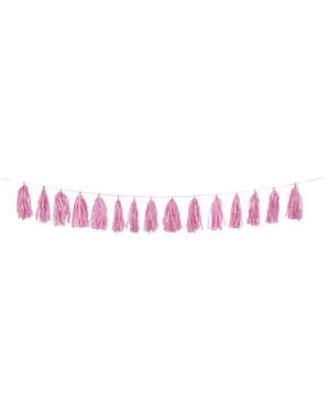 Girlang med tofsar i silkespapper rosa - Kollektion Basfärger