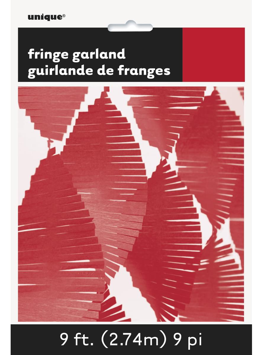 Rideau à franges en papier crépon rouge