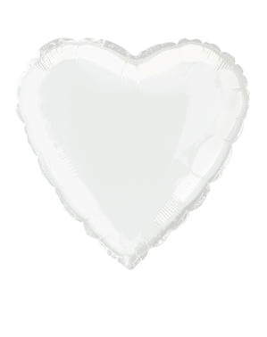 Hvid hjerteformet folie ballon
