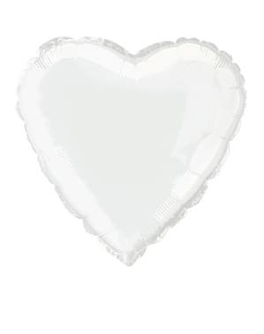 Witte hartvormige folieballon