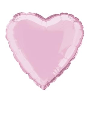 Balão de foil com forma de coração cor-de-rosa claro