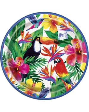Tropisches Sommer Pappteller Set 8-teilig - Palm Tropical Luau