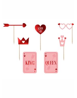 Set 7 fotodoplňků „King-Queen“ - Valentine Collection