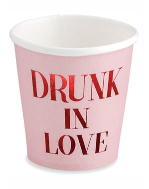 Set 6 "Drunk in Love" Pink Paper Cups - Valentine Collection