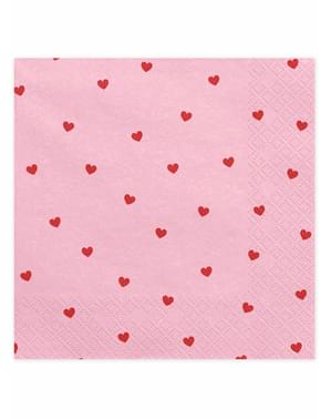 Rosa Herzen Servietten Set 20-teilig - Valentine Collection