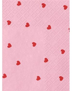Set van 20 Roze Hartjes servetten - Valentijn Collectie