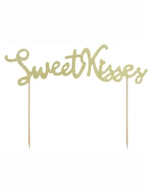 Sweet Kisses gouden taart topper - Valentijn Collectie